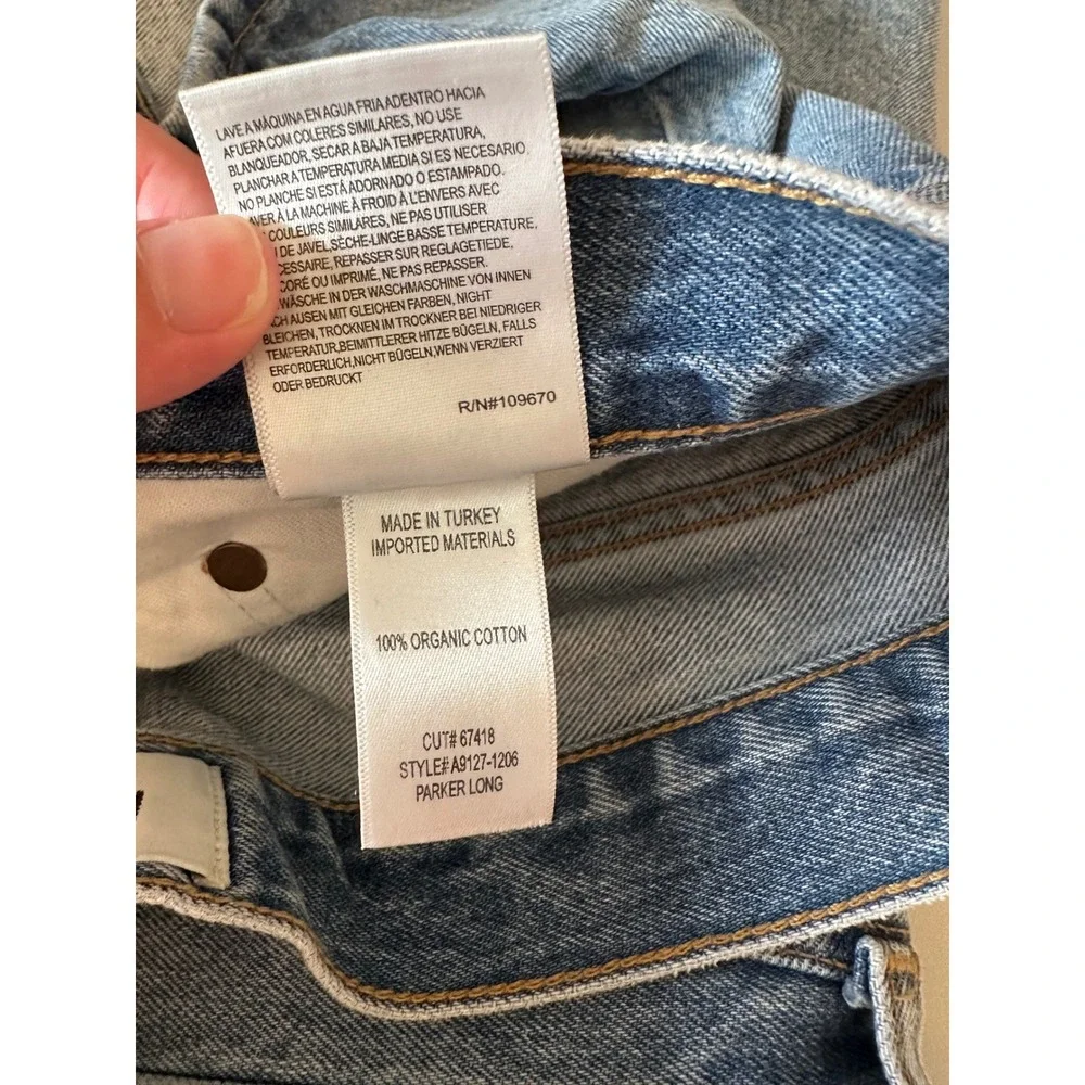 Agolde Parker Long High Rise Denim Shorts in Medium Wash Blue | Size 31